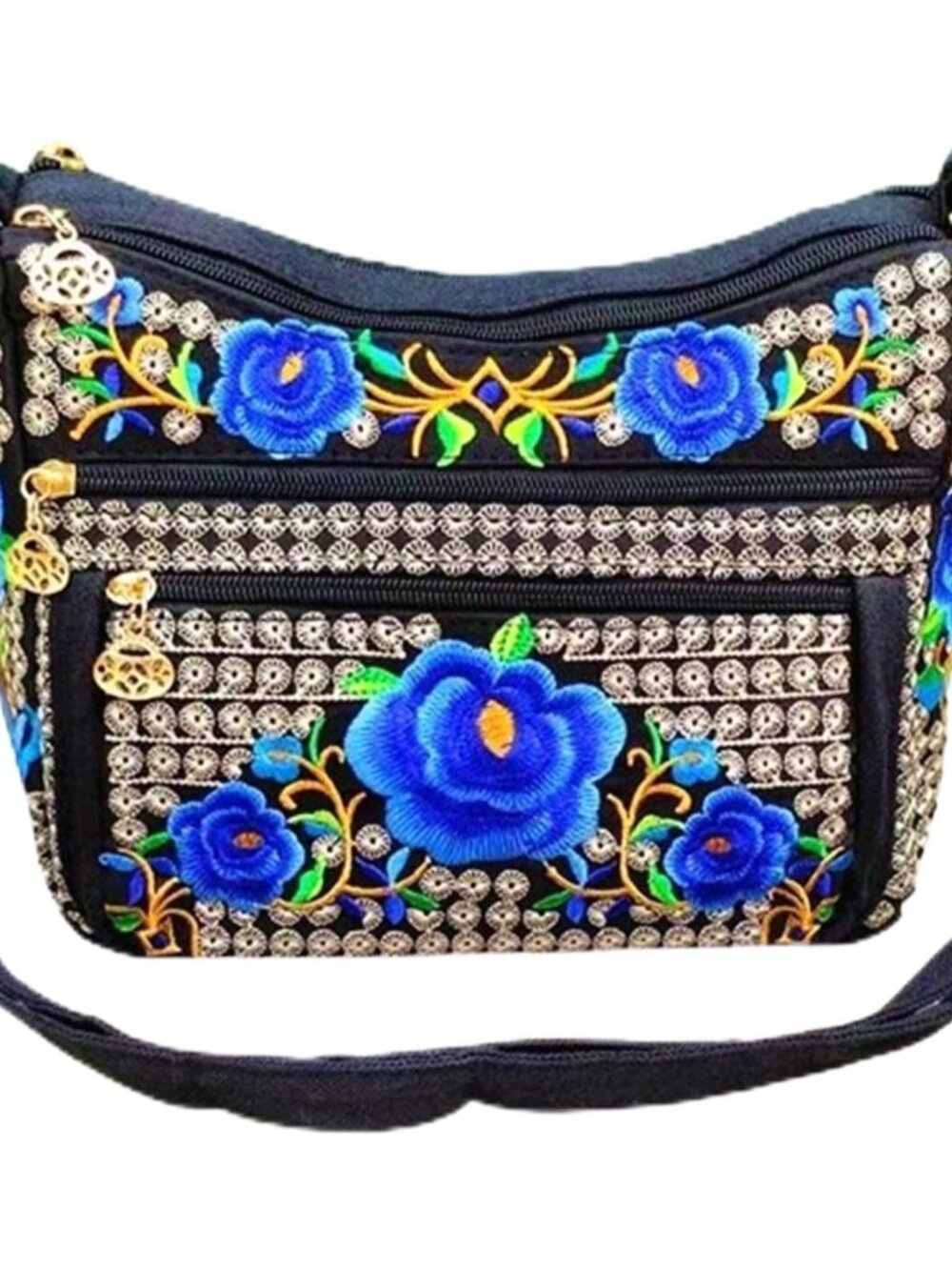 Hobo Crossbody Bag for women, Vintage Ethnic Tribal Embroidered Boho Hippie Tote